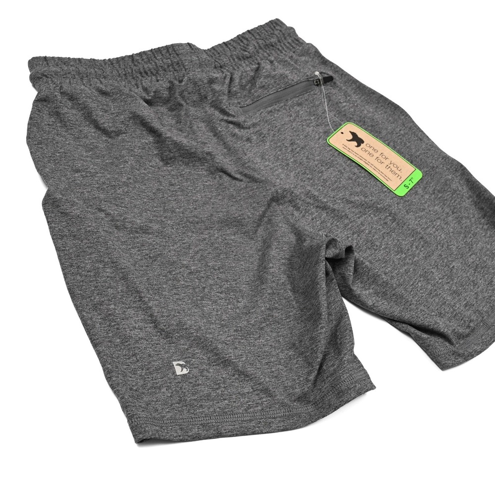 Bear Bottom Tech Shorts Mens Small‎ Heather Gray Drawstring 7" Performance NWT
